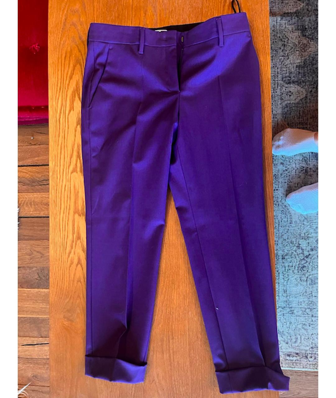 PRADA Фиолетовые шерстяные прямые брюки, фото 4