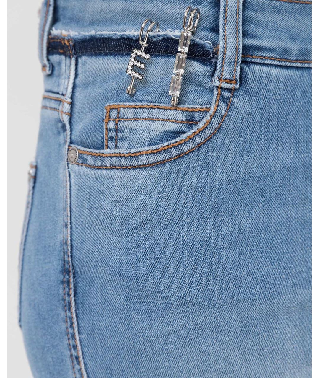 ERMANNO SCERVINO Голубые хлопко-эластановые джинсы слим, фото 5