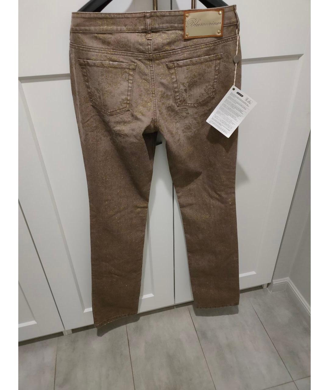 BLUMARINE Коричневые хлопковые прямые джинсы, фото 2