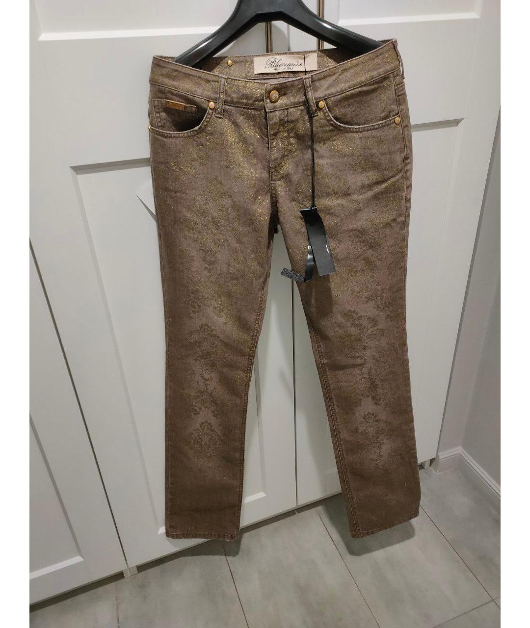 BLUMARINE Коричневые хлопковые прямые джинсы, фото 4