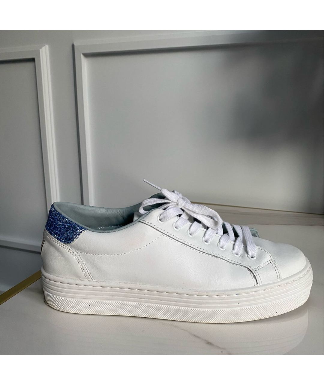 CHIARA FERRAGNI Белые кожаные кроссовки, фото 9