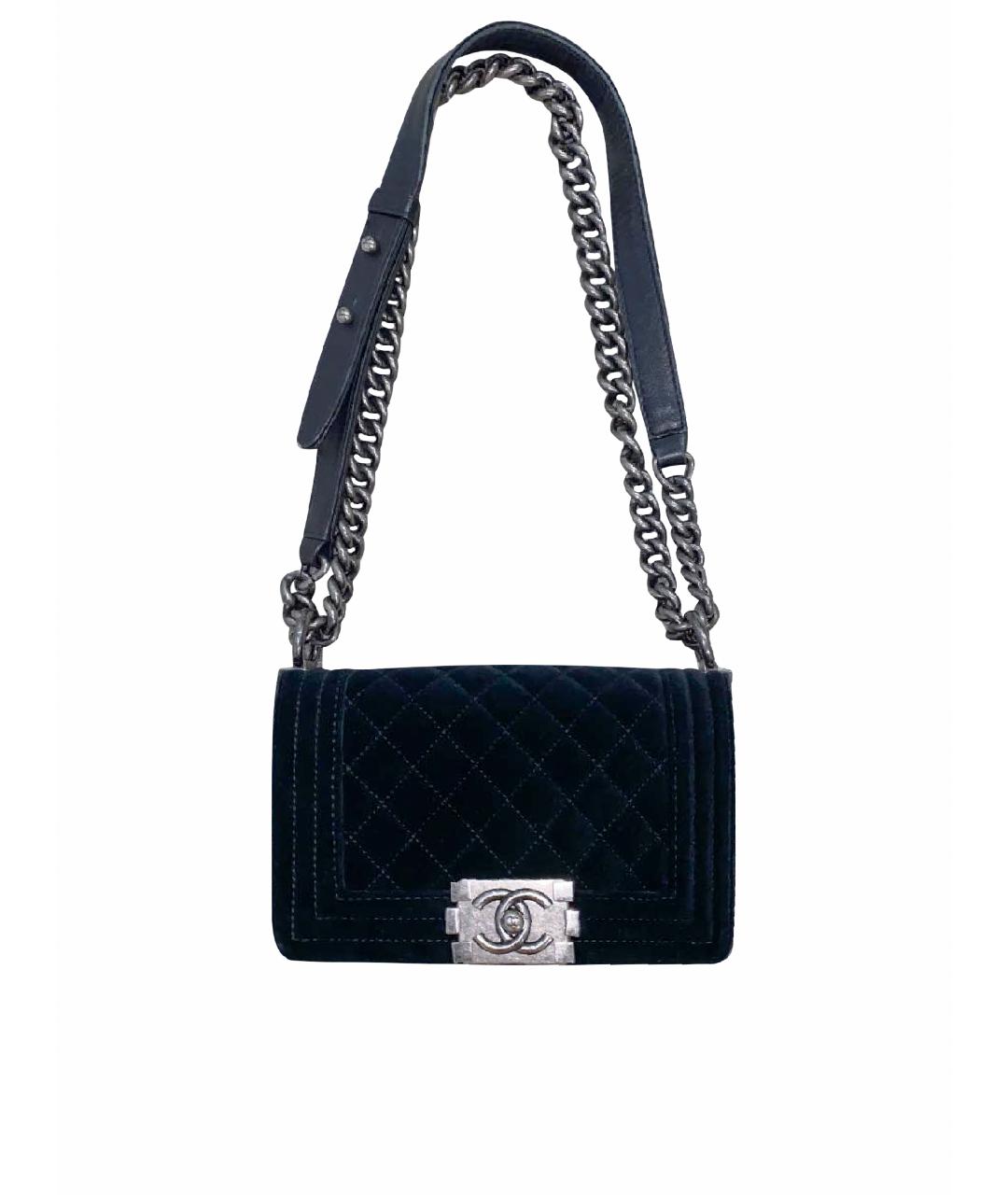 CHANEL PRE-OWNED Черная бархатная сумка через плечо, фото 1