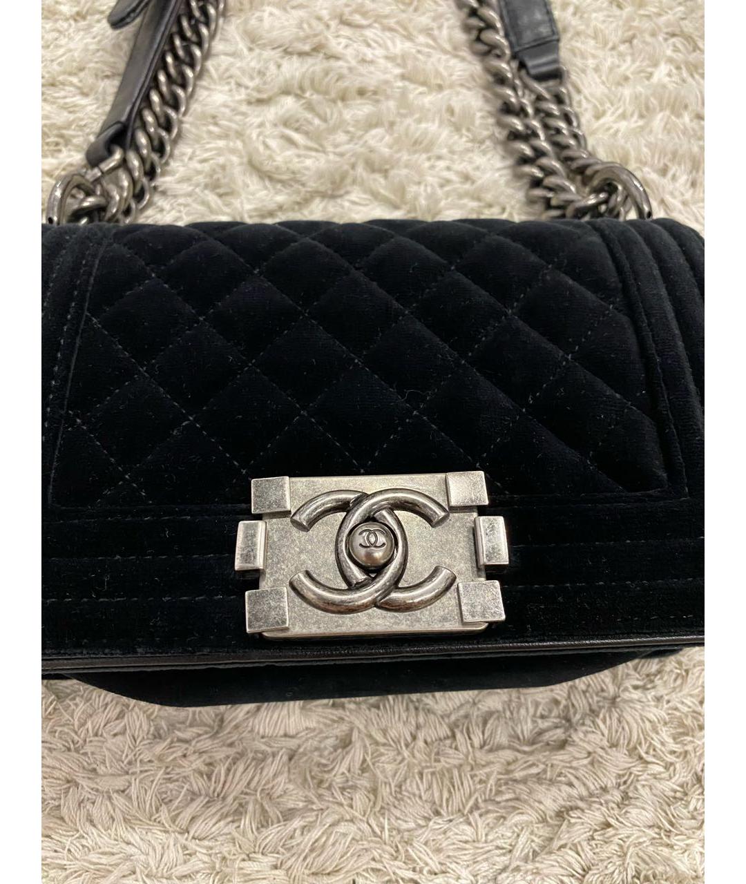 CHANEL PRE-OWNED Черная бархатная сумка через плечо, фото 3