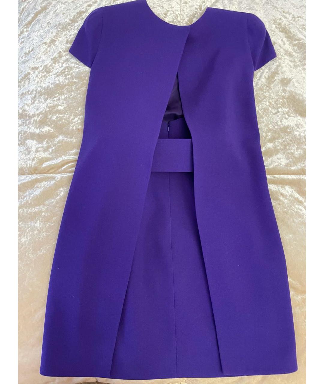 ALEXANDER MCQUEEN Фиолетовое шерстяное коктейльное платье, фото 2