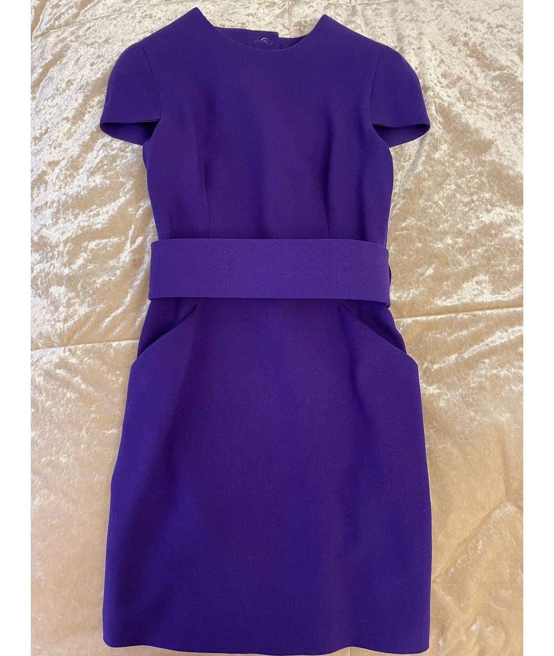 ALEXANDER MCQUEEN Фиолетовое шерстяное коктейльное платье, фото 9