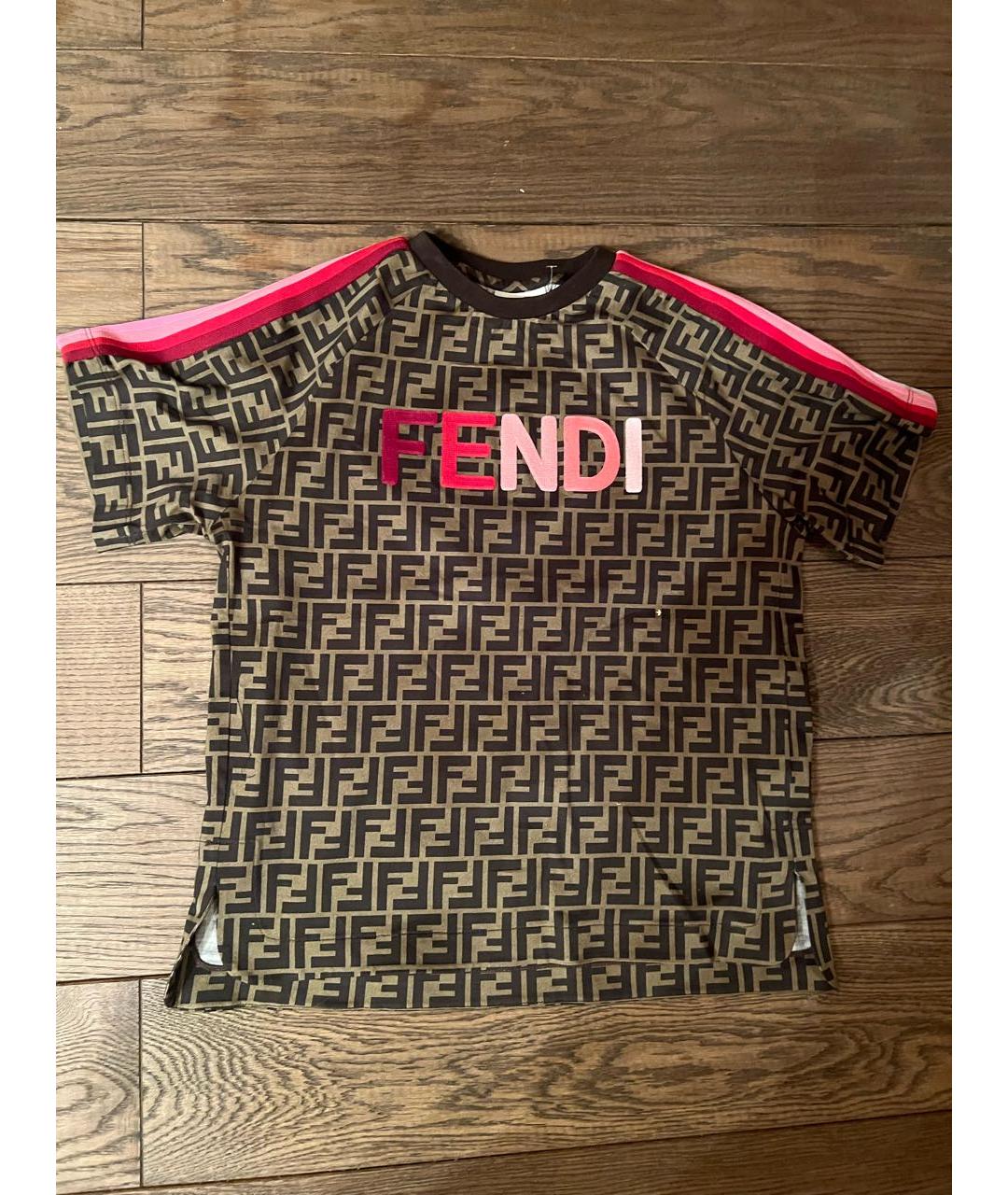FENDI KIDS Коричневый хлопковый детская футболка / топ, фото 5