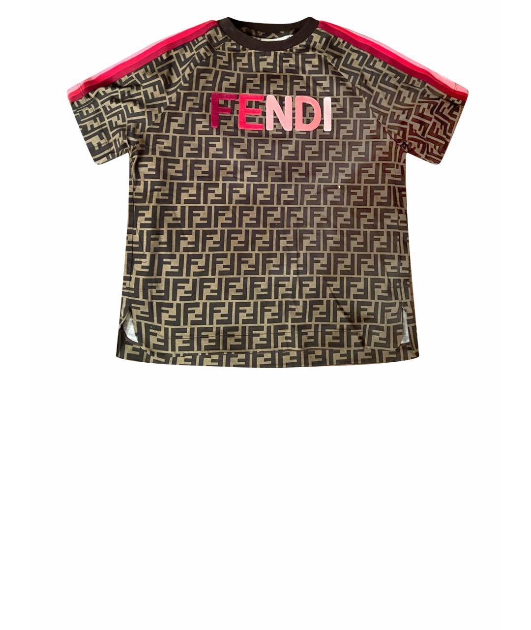 FENDI KIDS Коричневый хлопковый детская футболка / топ, фото 1