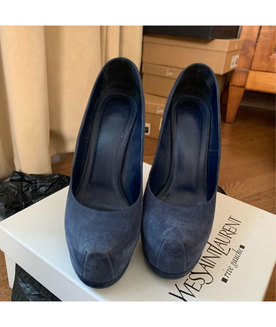 SAINT LAURENT Синие замшевые туфли, фото 4