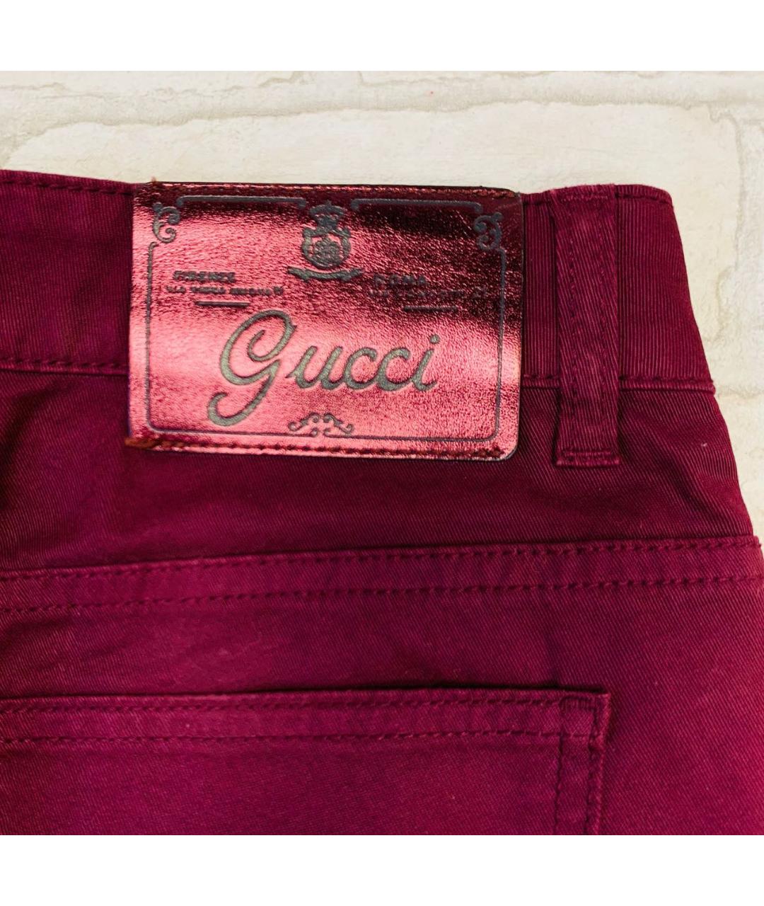 GUCCI Бордовые хлопковые брюки узкие, фото 5