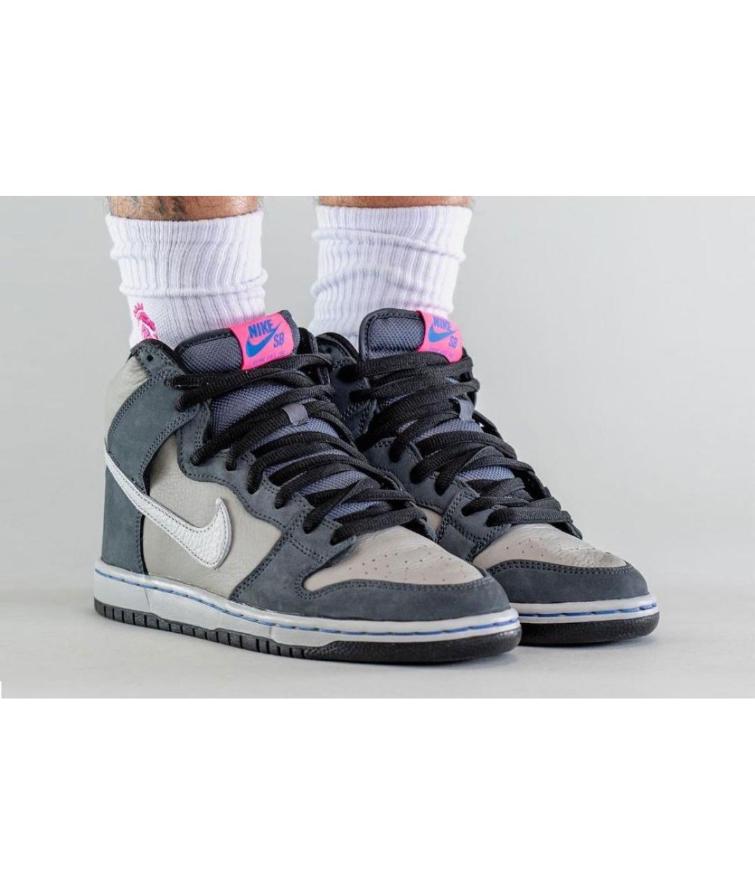 NIKE Серые нубуковые высокие кроссовки / кеды, фото 5