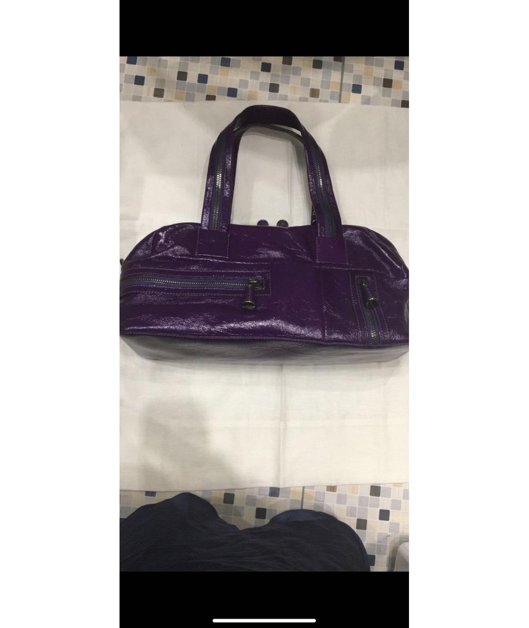 SERGIO ROSSI Фиолетовая дорожная/спортивная сумка из лакированной кожи, фото 2