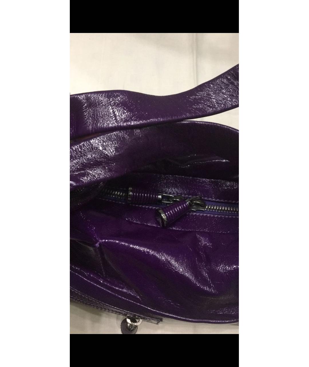 SERGIO ROSSI Фиолетовая дорожная/спортивная сумка из лакированной кожи, фото 3