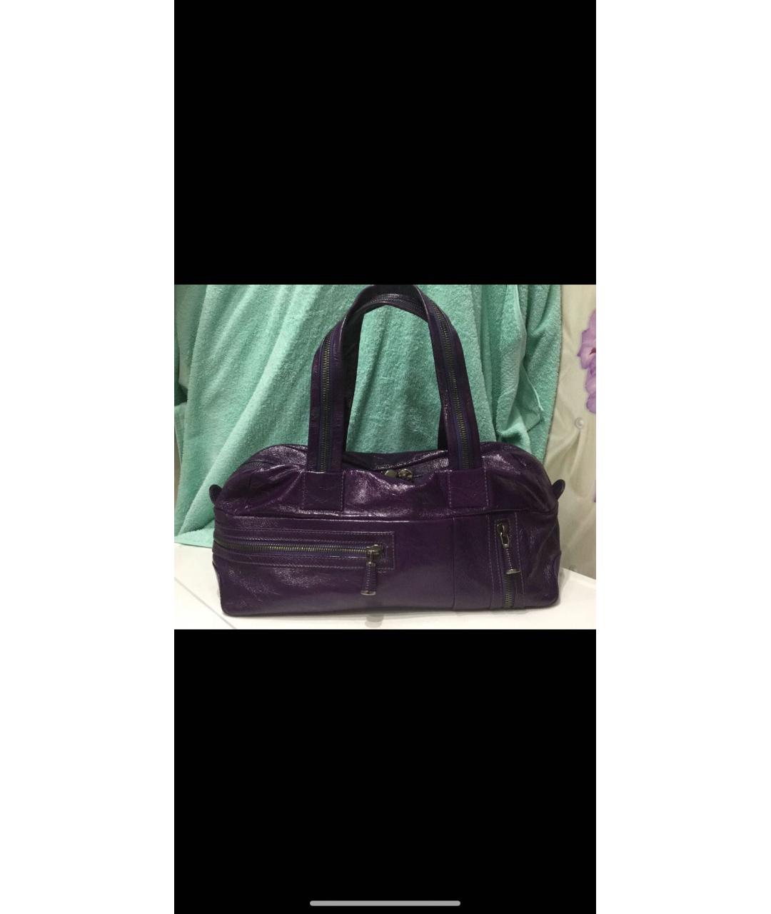 SERGIO ROSSI Фиолетовая дорожная/спортивная сумка из лакированной кожи, фото 5