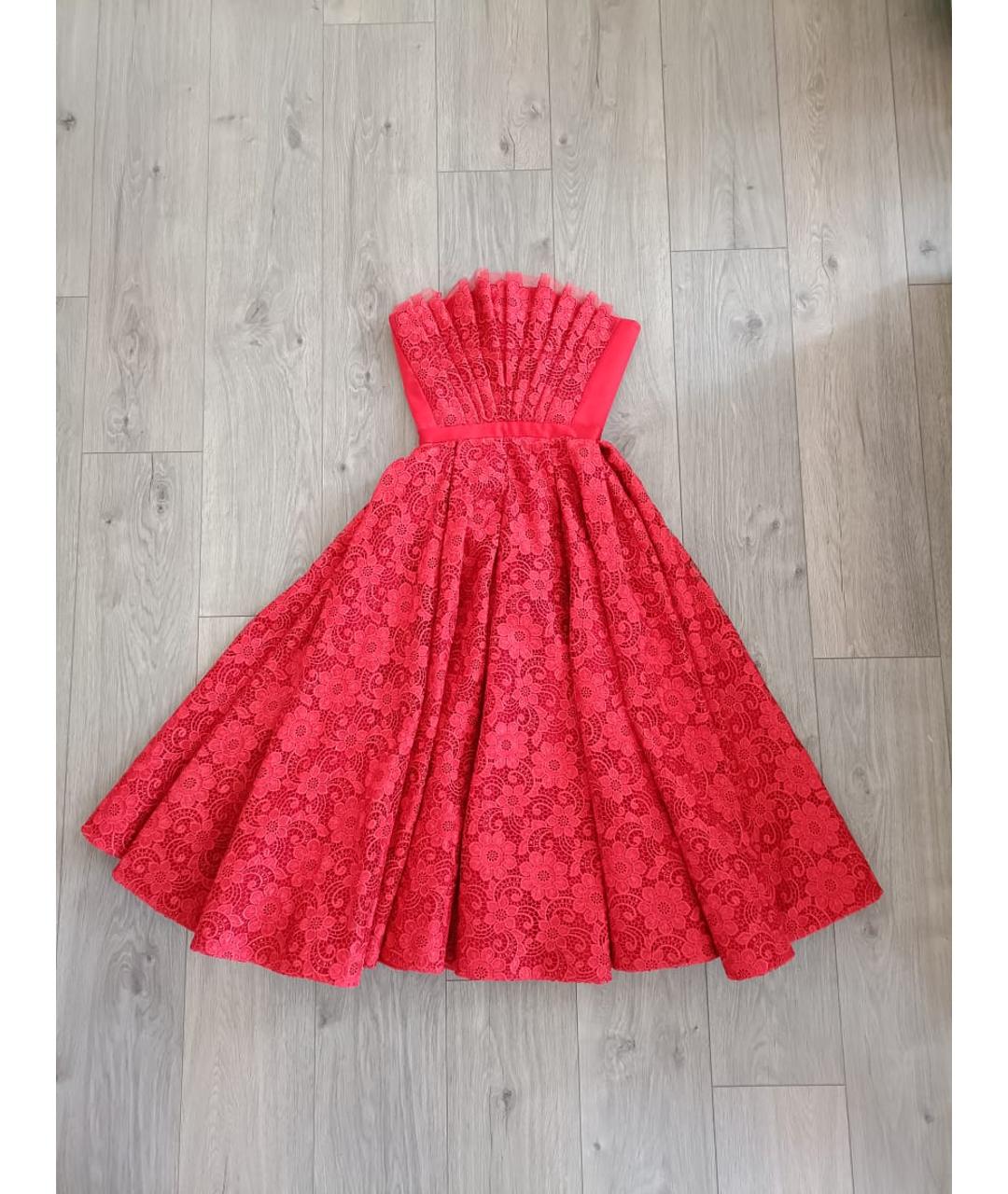 ESTER ABNER Красное шелковое вечернее платье, фото 6