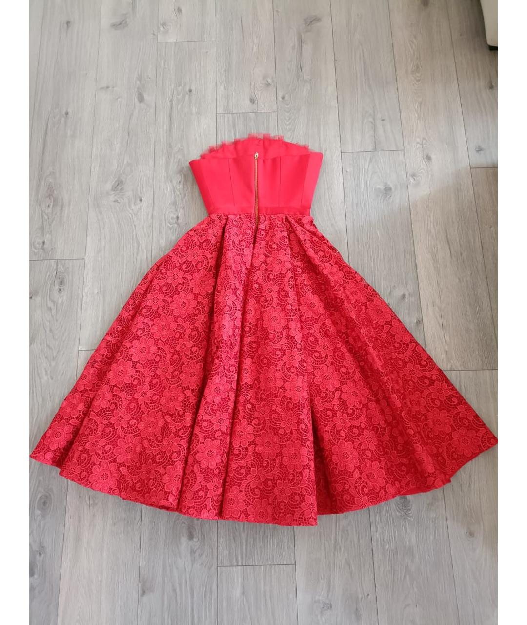 ESTER ABNER Красное шелковое вечернее платье, фото 2