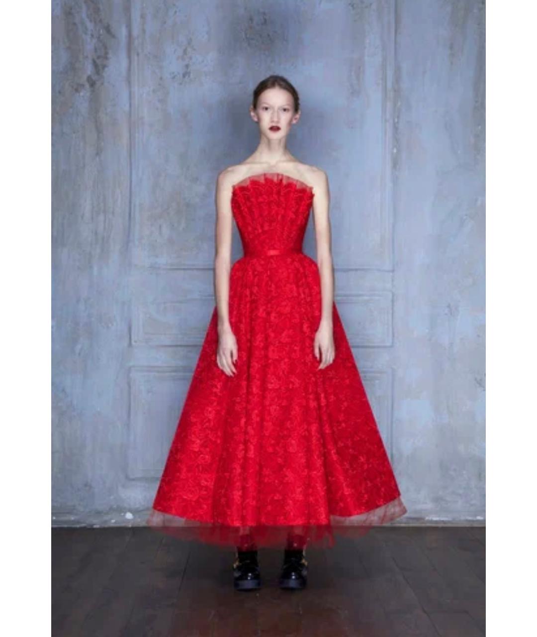 ESTER ABNER Красное шелковое вечернее платье, фото 5