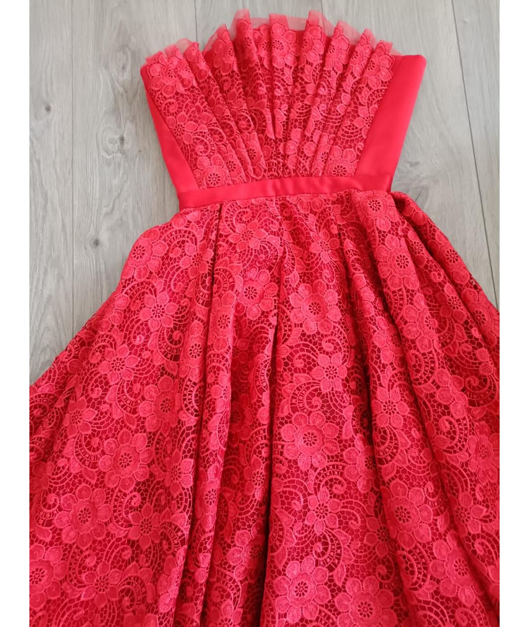 ESTER ABNER Красное шелковое вечернее платье, фото 3