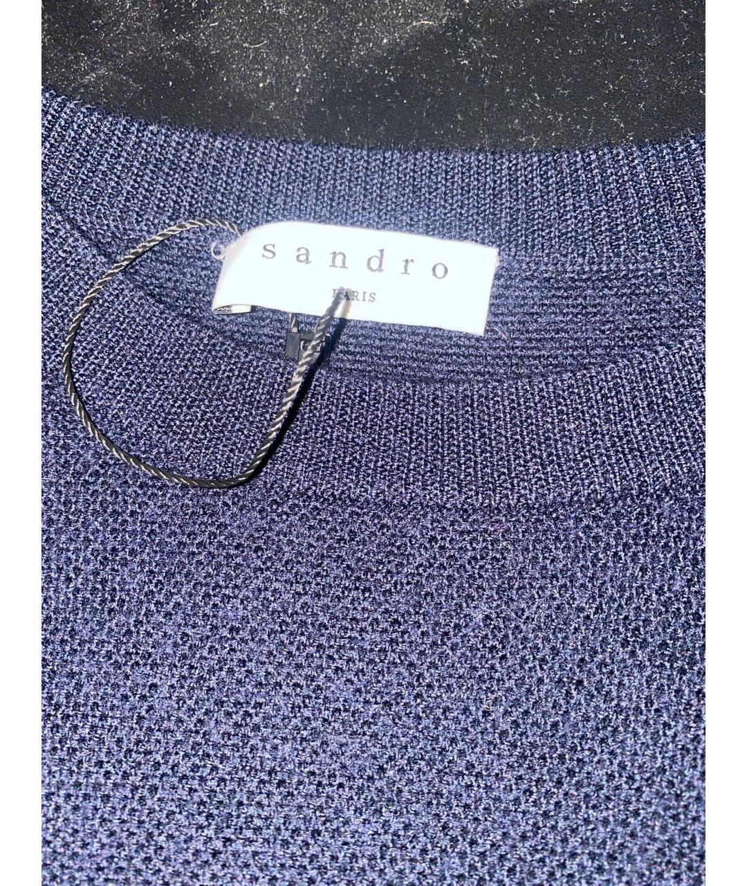 SANDRO Темно-синий шерстяной джемпер / свитер, фото 3