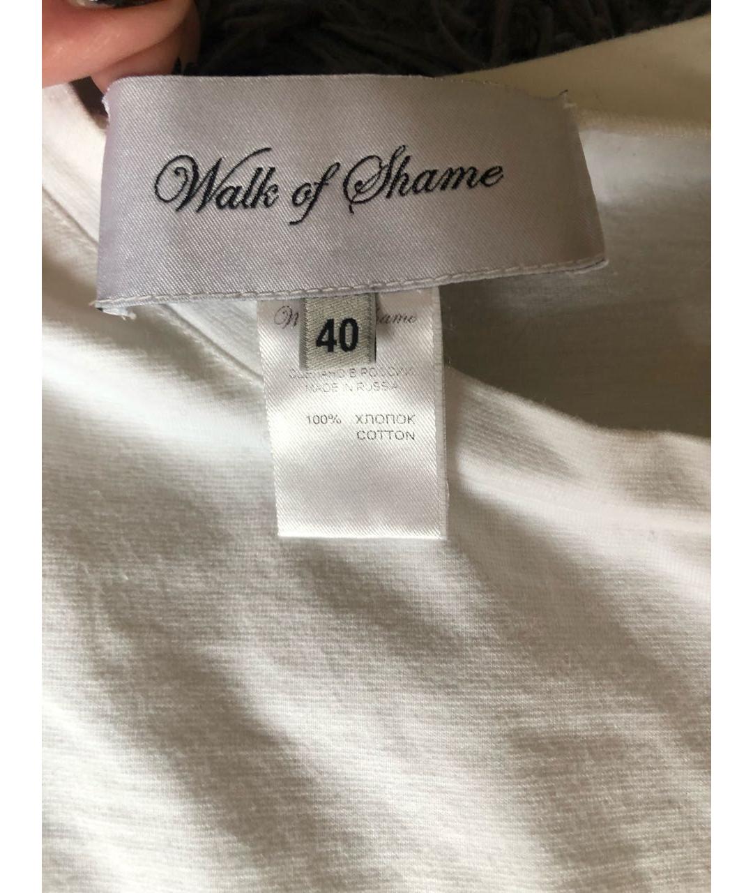 WALK OF SHAME Белая хлопковая футболка, фото 3