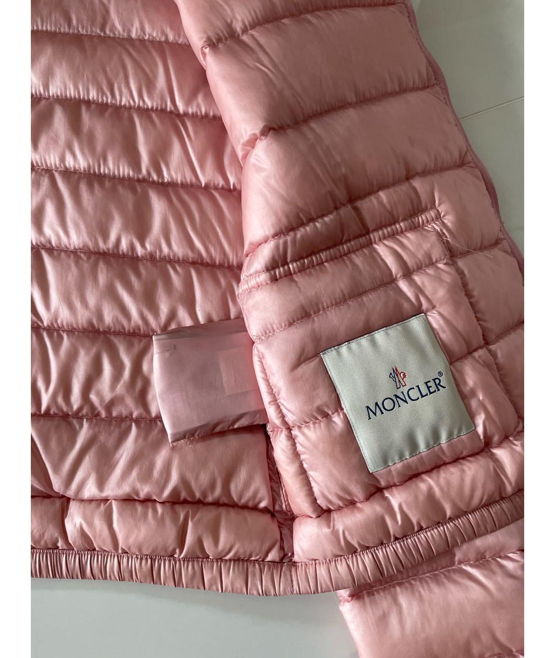 MONCLER Розовая полиэстеровая куртка, фото 3