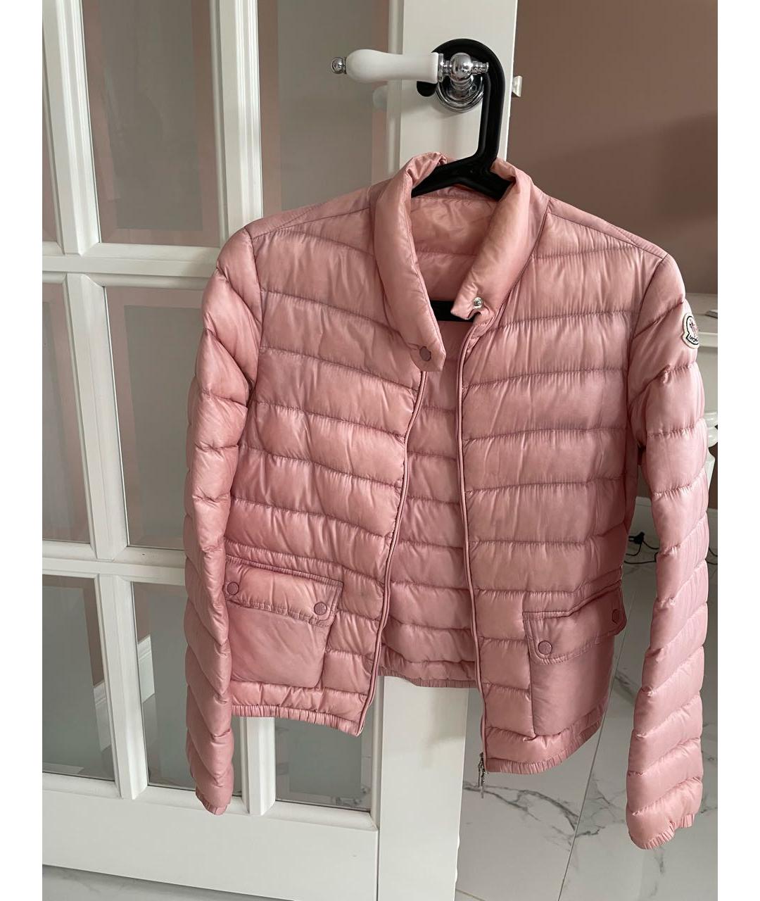 MONCLER Розовая полиэстеровая куртка, фото 5