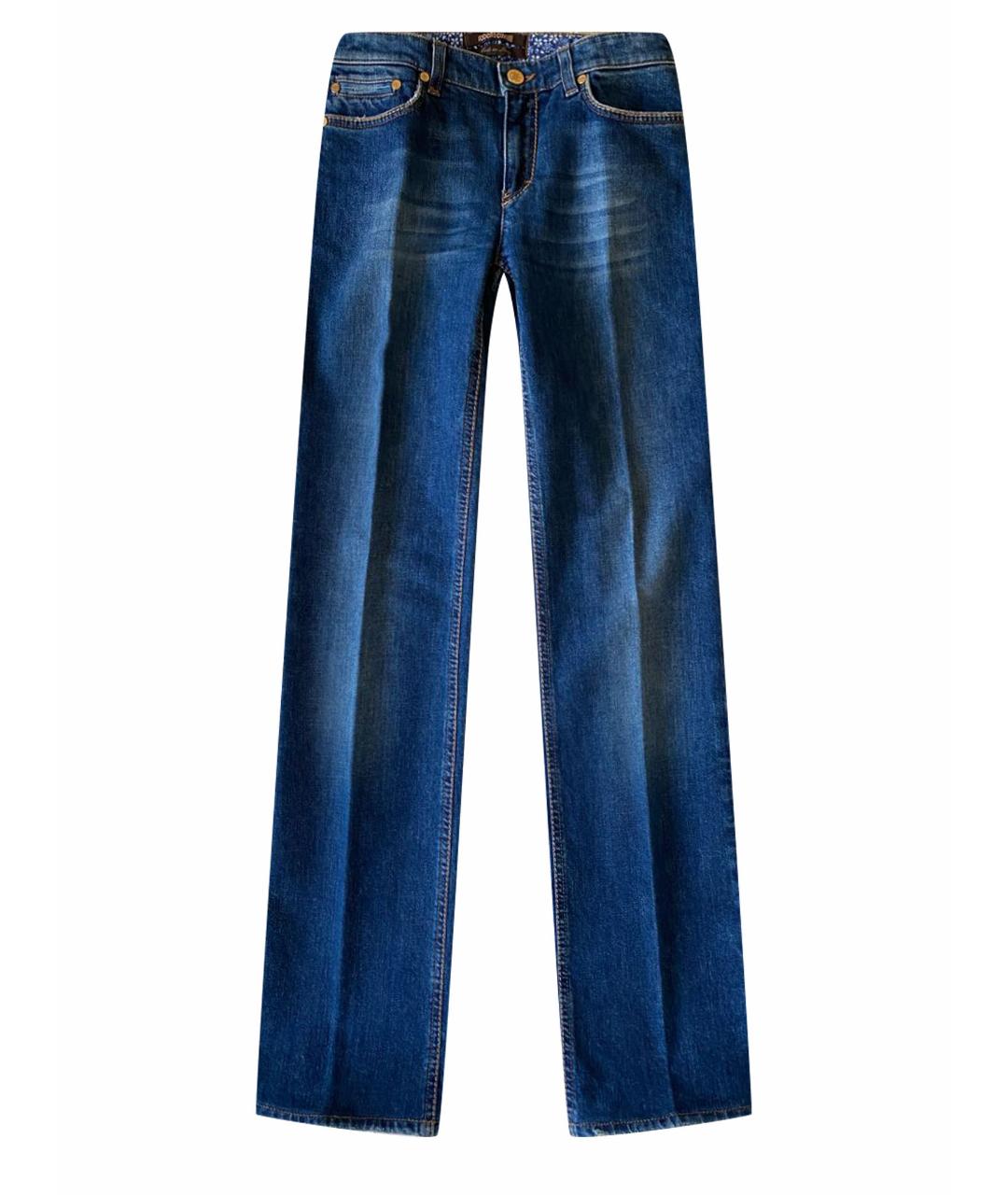 ROBERTO CAVALLI Синие хлопко-эластановые джинсы клеш, фото 1