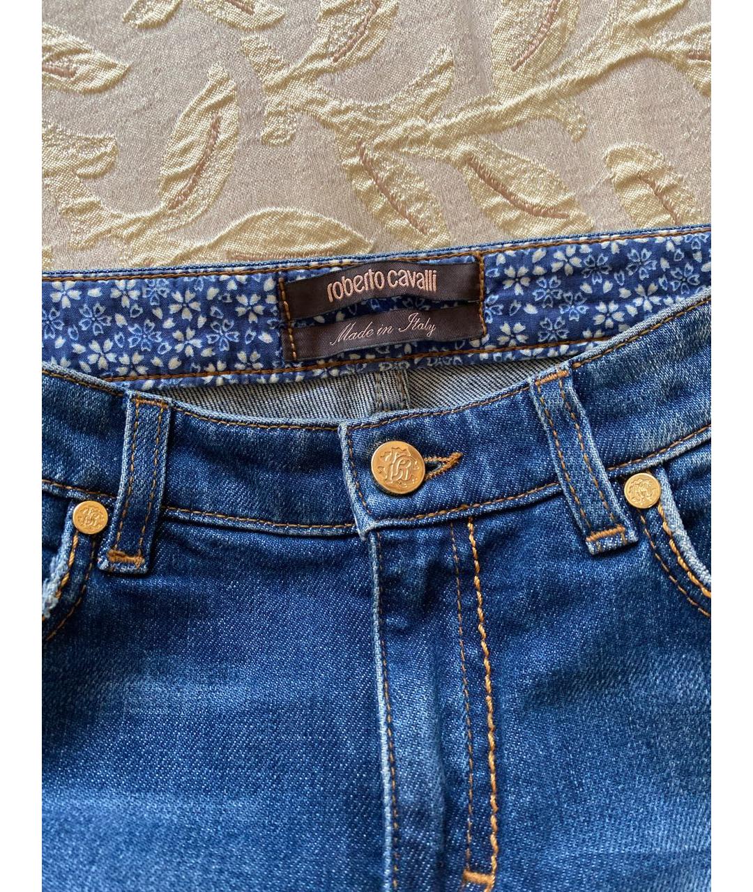 ROBERTO CAVALLI Синие хлопко-эластановые джинсы клеш, фото 3