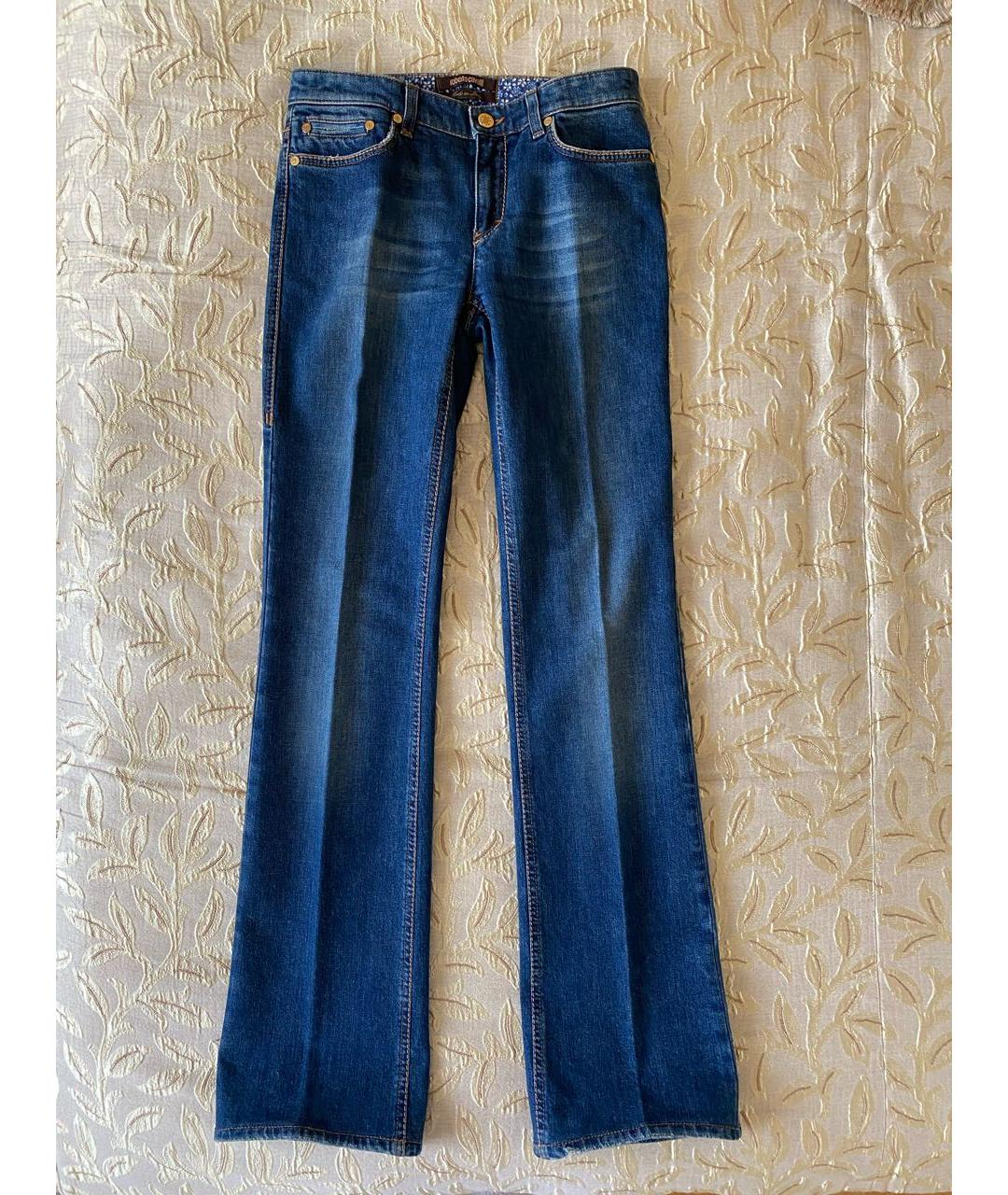 ROBERTO CAVALLI Синие хлопко-эластановые джинсы клеш, фото 9
