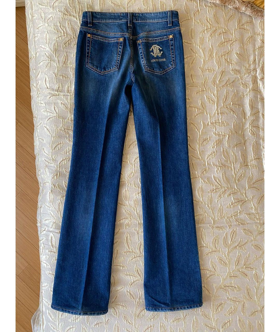 ROBERTO CAVALLI Синие хлопко-эластановые джинсы клеш, фото 2