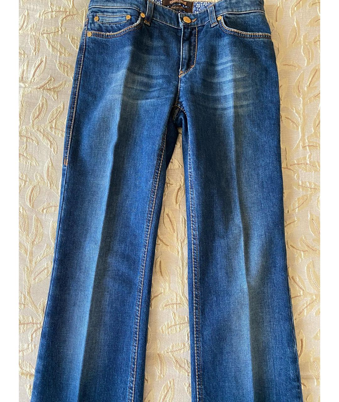 ROBERTO CAVALLI Синие хлопко-эластановые джинсы клеш, фото 8