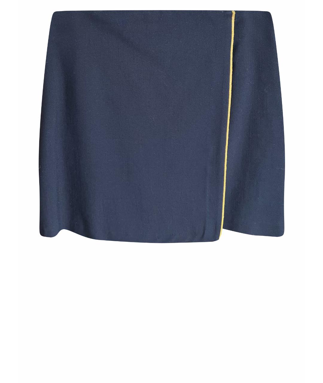 PINKO Темно-синяя шерстяная юбка мини, фото 1