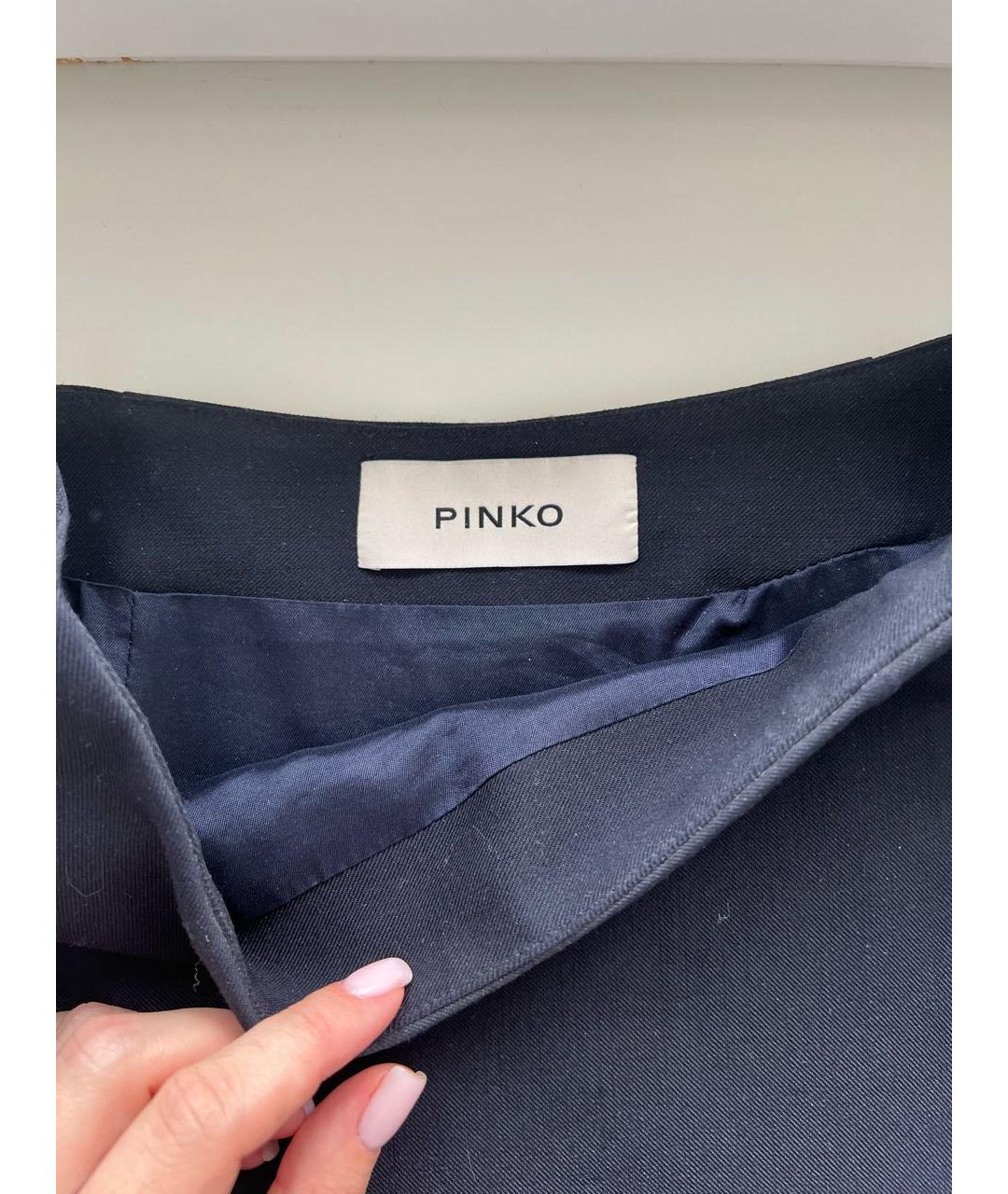 PINKO Темно-синяя шерстяная юбка мини, фото 3