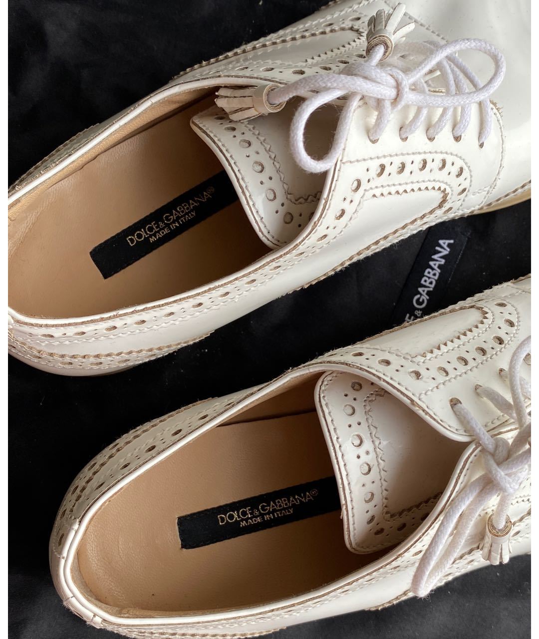 DOLCE&GABBANA Белые ботинки из лакированной кожи, фото 4
