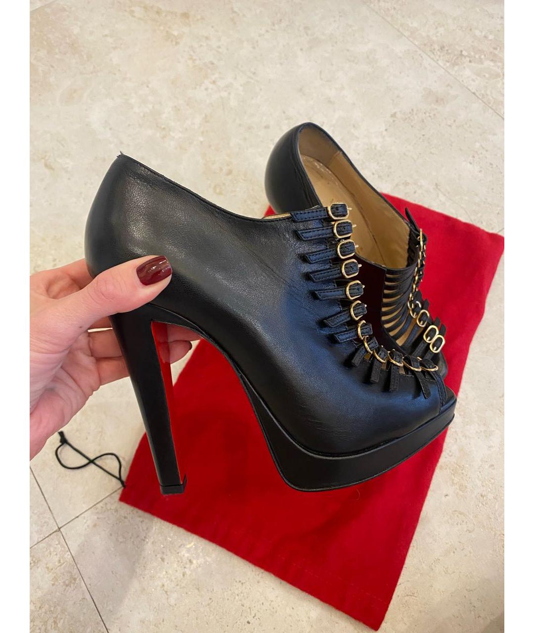 CHRISTIAN LOUBOUTIN Черные кожаные ботильоны, фото 4