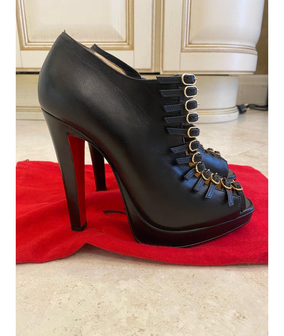 CHRISTIAN LOUBOUTIN Черные кожаные ботильоны, фото 9