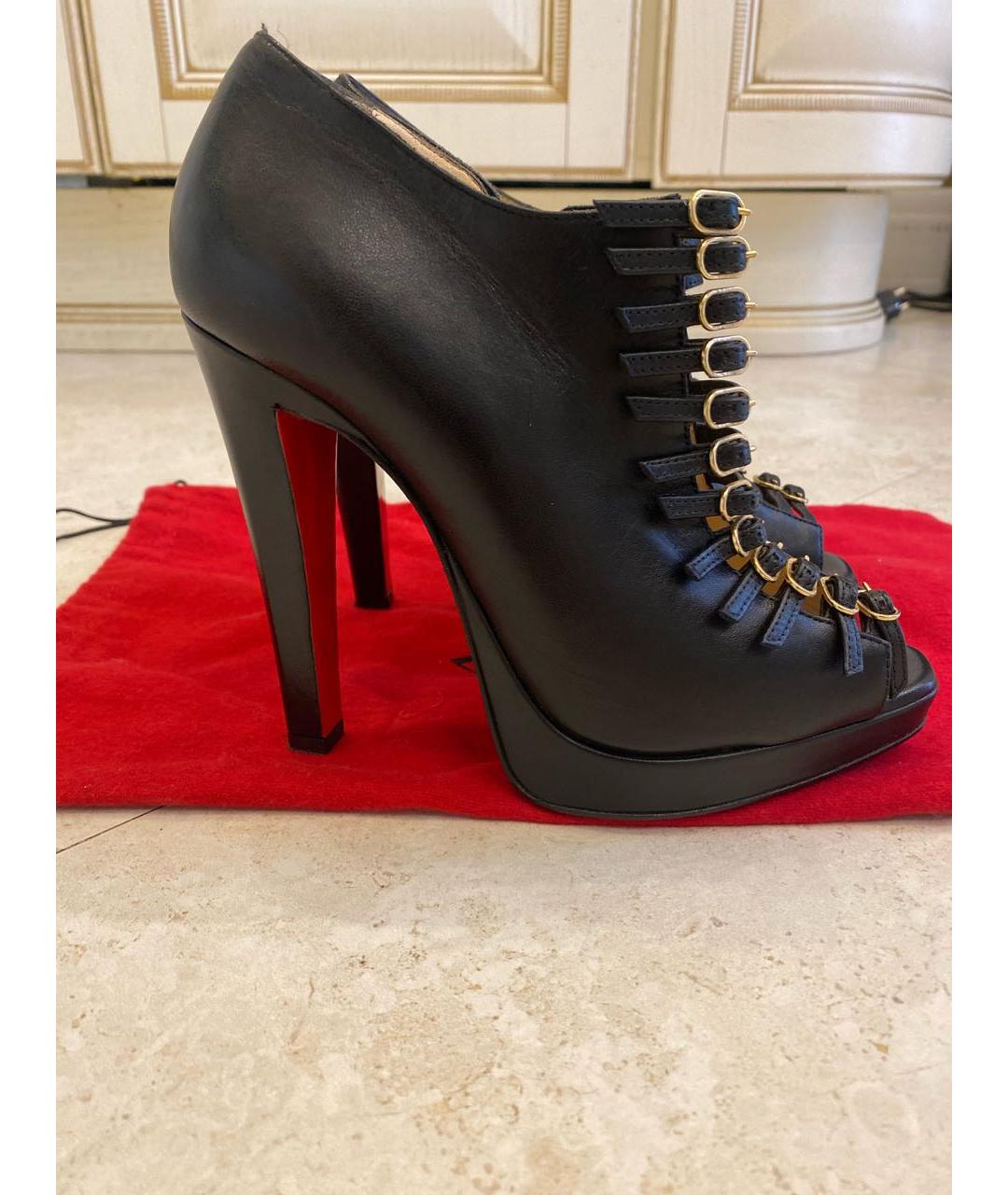 CHRISTIAN LOUBOUTIN Черные кожаные ботильоны, фото 6