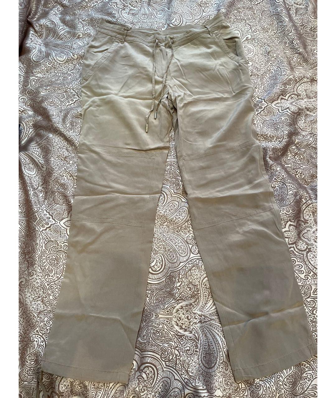 JUICY COUTURE Бежевые шелковые прямые брюки, фото 9