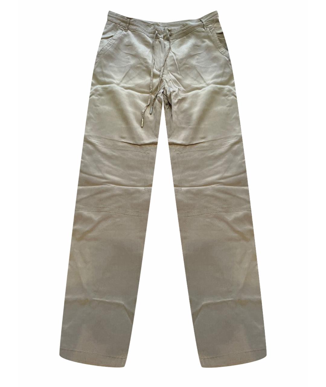 JUICY COUTURE Бежевые шелковые прямые брюки, фото 1