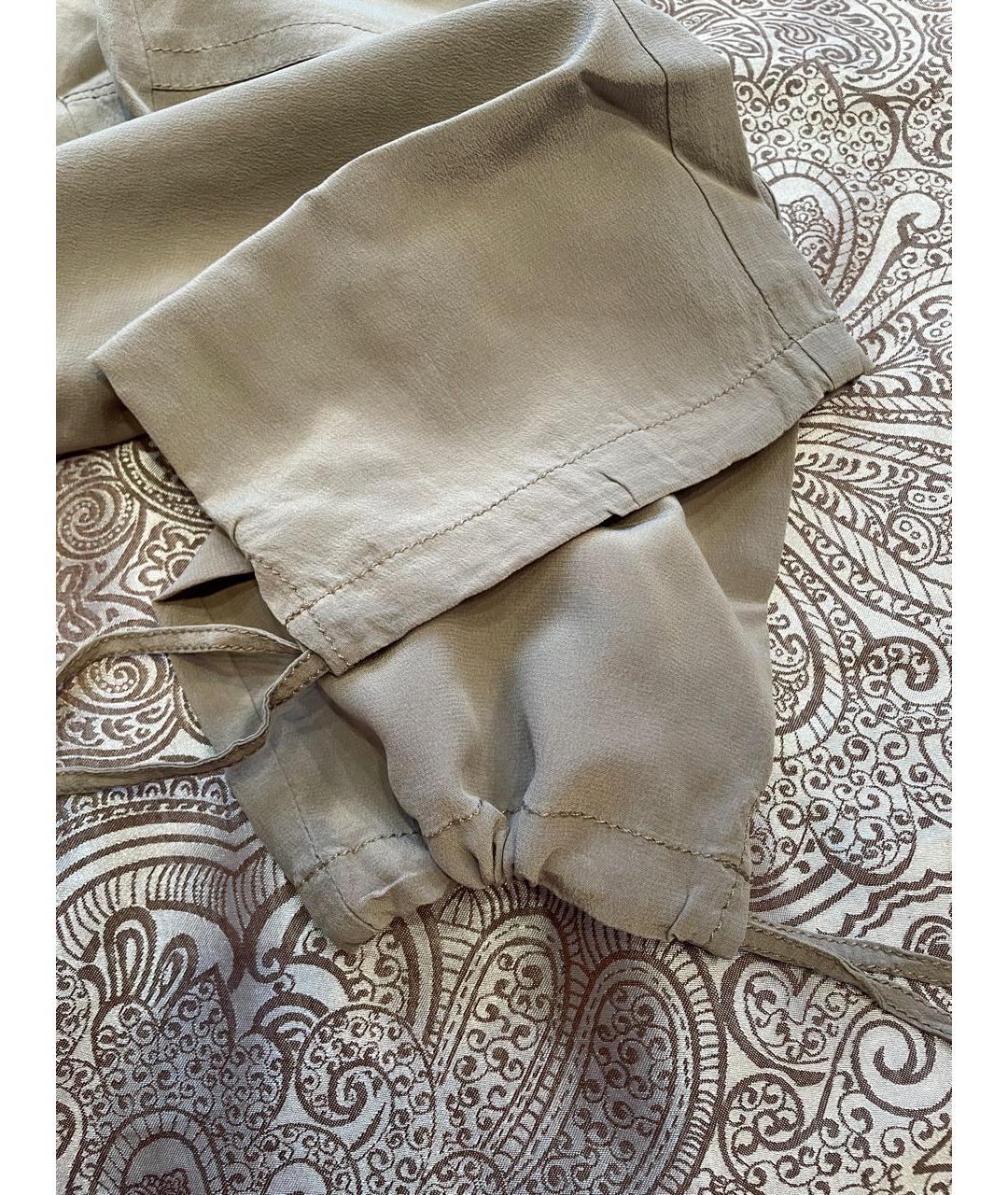 JUICY COUTURE Бежевые шелковые прямые брюки, фото 5