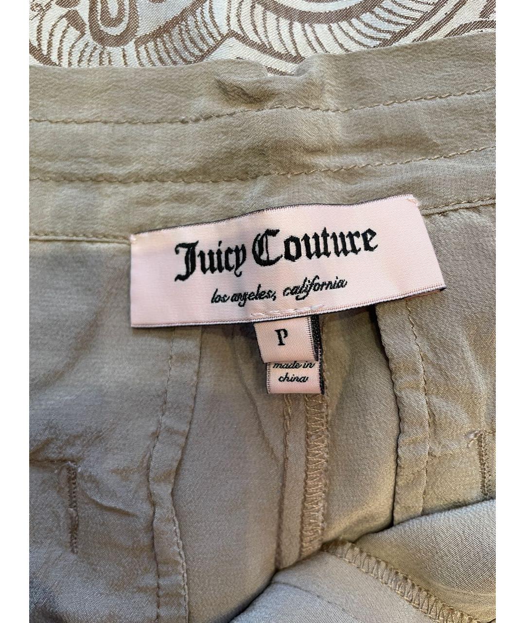 JUICY COUTURE Бежевые шелковые прямые брюки, фото 3
