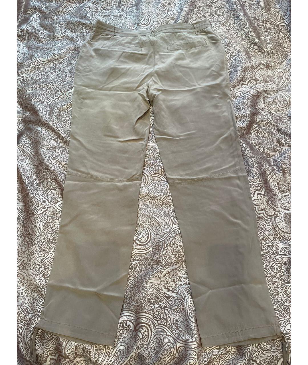 JUICY COUTURE Бежевые шелковые прямые брюки, фото 2