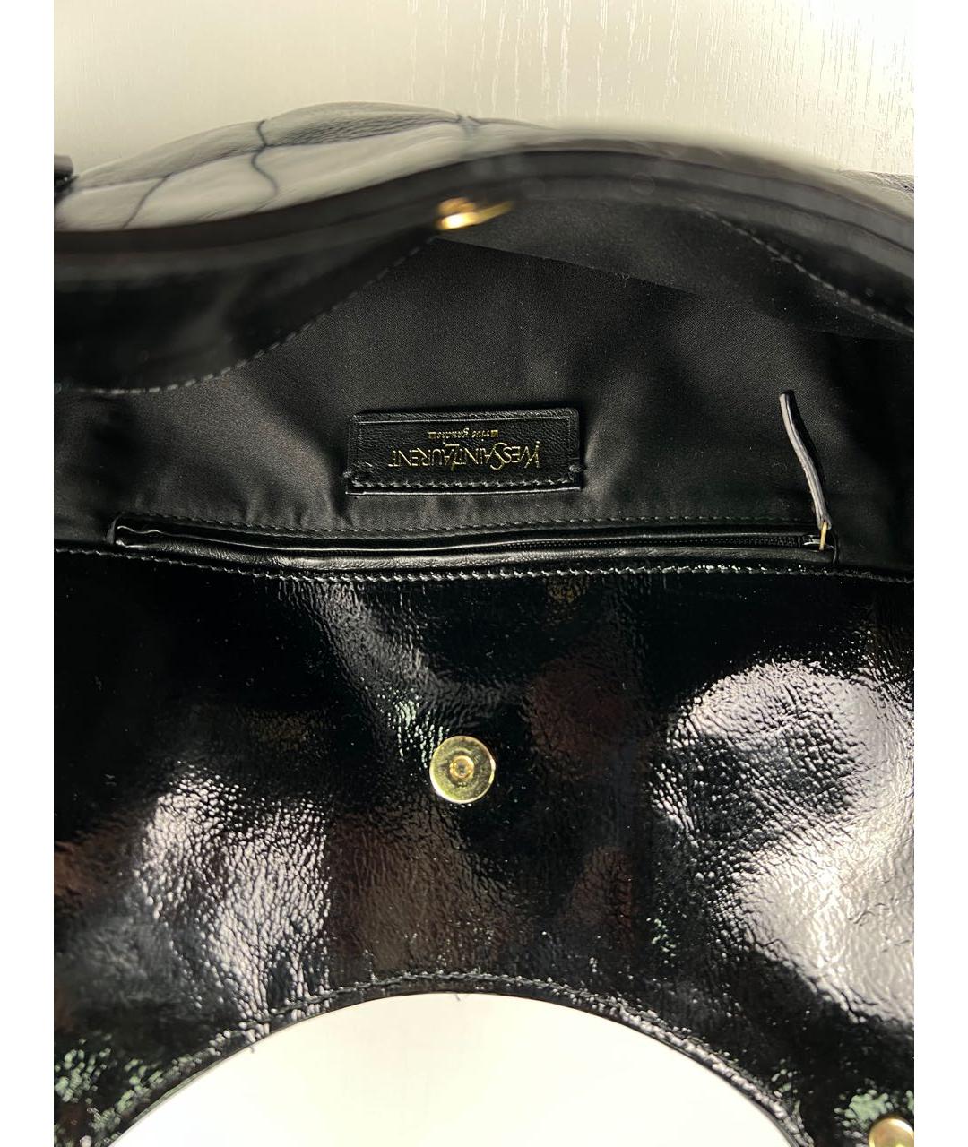 SAINT LAURENT Черная сумка тоут из лакированной кожи, фото 6