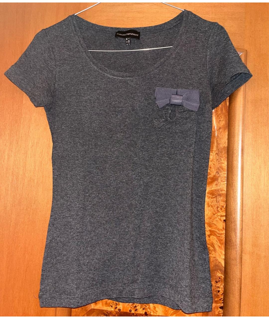 EMPORIO ARMANI Антрацитовая вискозная футболка, фото 4