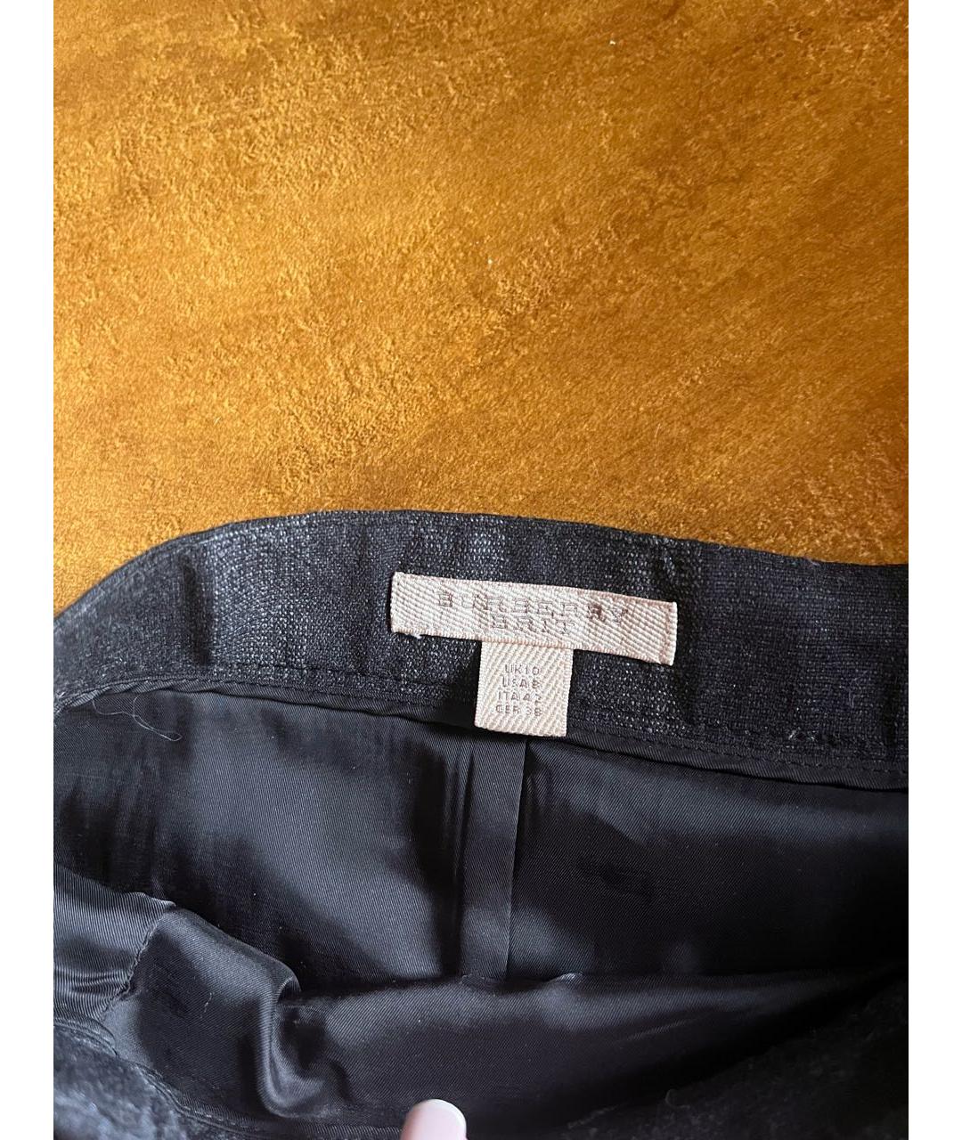 BURBERRY Антрацитовая шерстяная юбка мини, фото 3