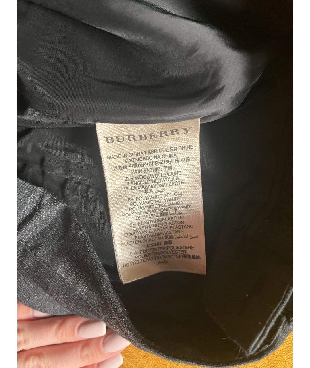 BURBERRY Антрацитовая шерстяная юбка мини, фото 4