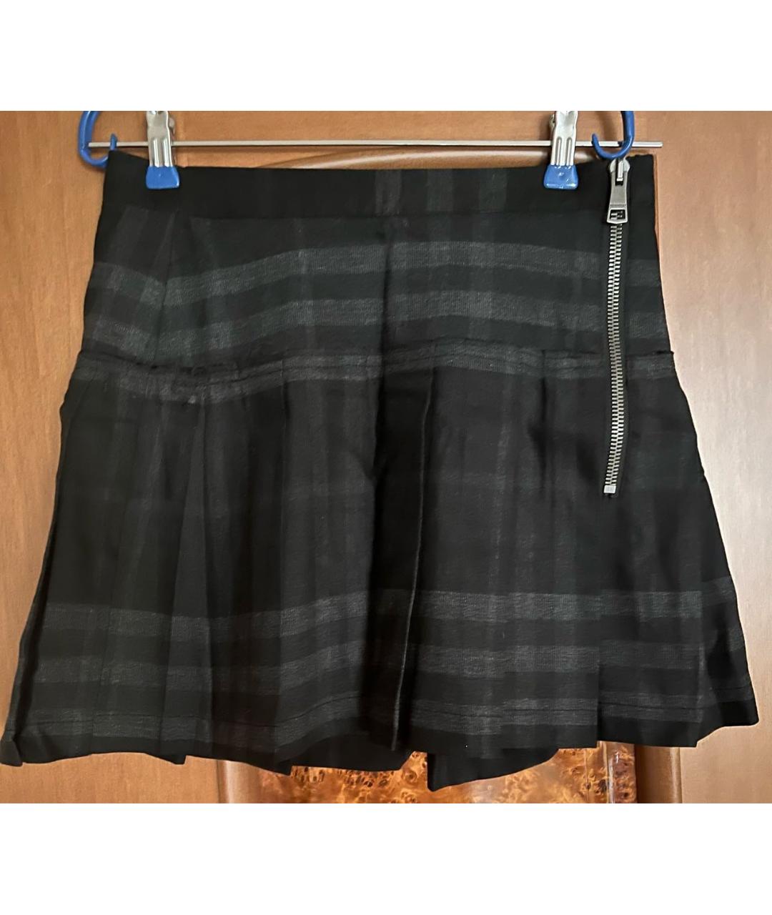 BURBERRY Антрацитовая шерстяная юбка мини, фото 2