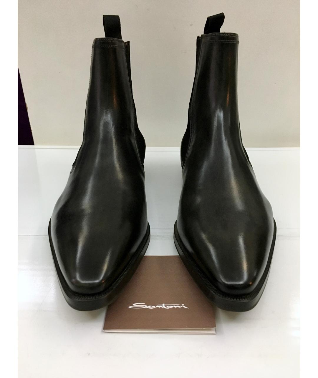 SANTONI Черные кожаные высокие ботинки, фото 2