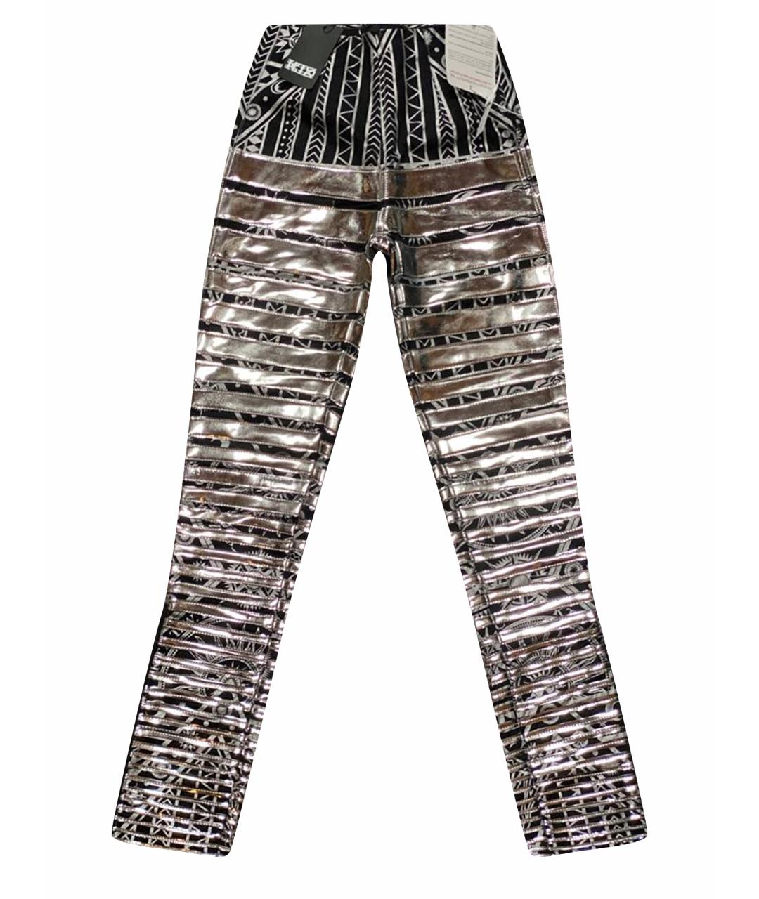 KTZ Серебряные хлопко-эластановые брюки узкие, фото 1