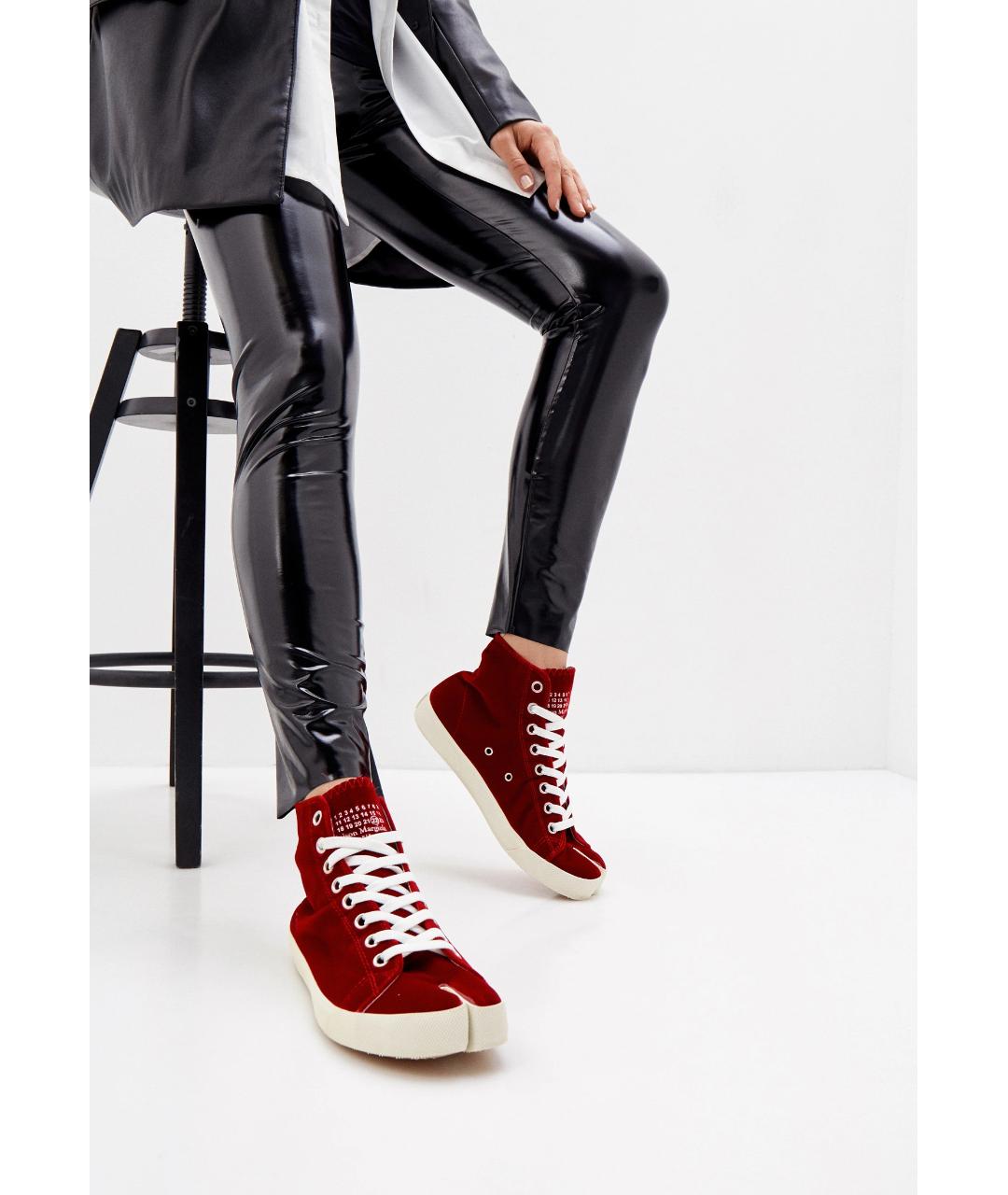 MAISON MARGIELA Красные кожаные кеды, фото 6