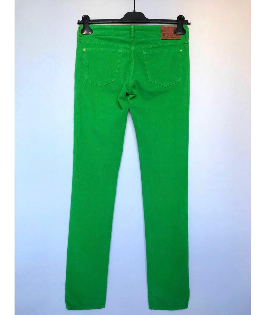 MISSONI HOME Зеленые хлопко-эластановые прямые брюки, фото 2